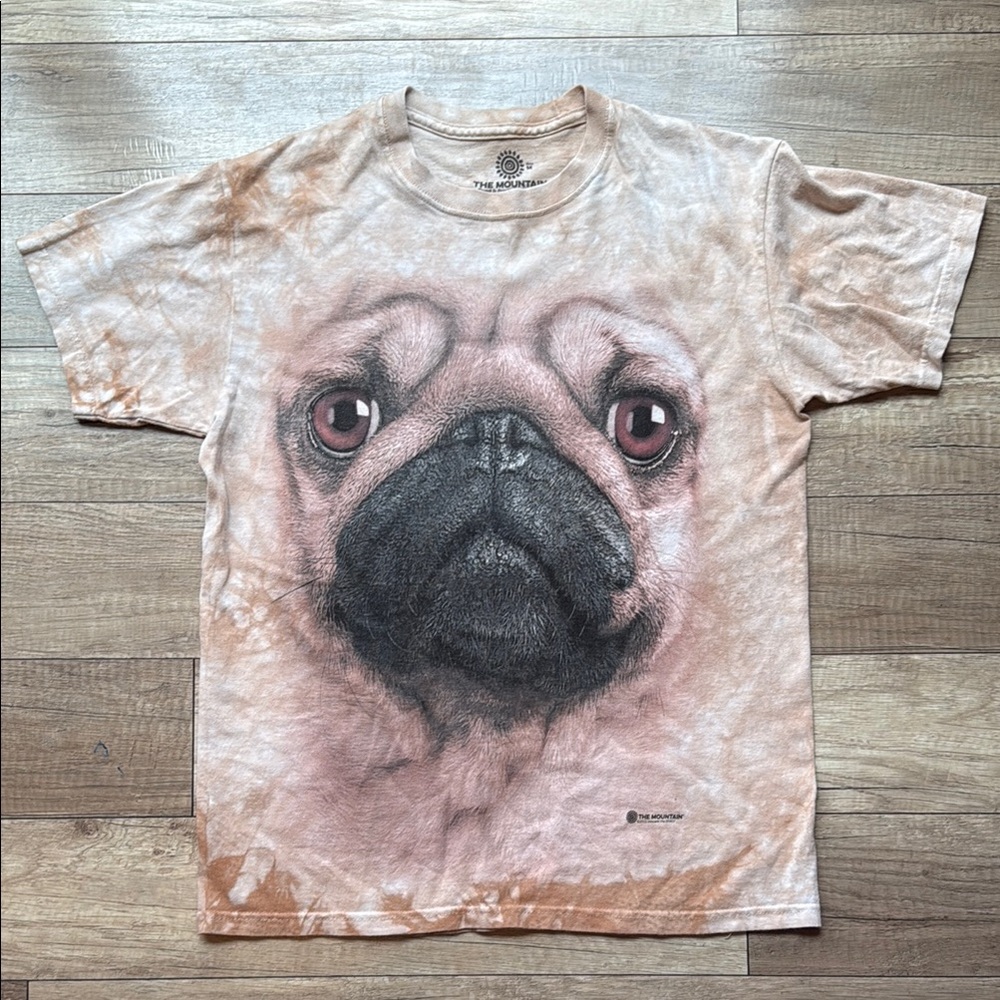 Pug Graphic T-Shirt in Tan and Black